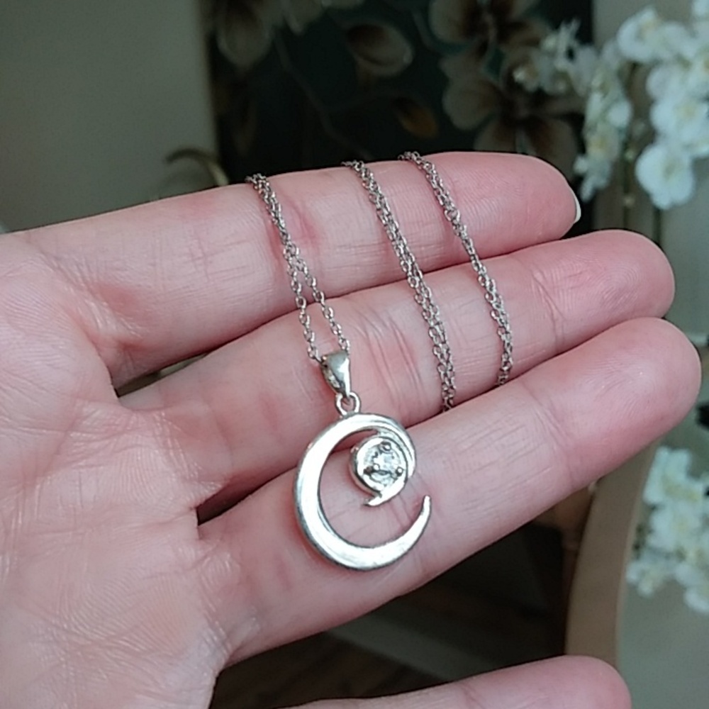 925 Sterling Silver Chain Necklace With Embellished C Initial Pendant